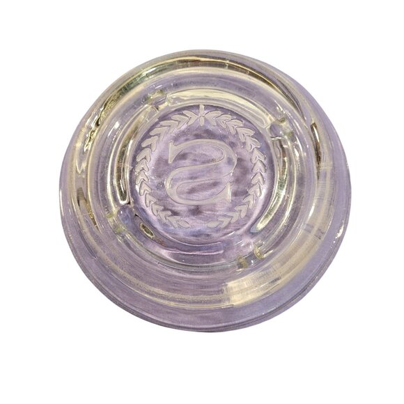 Clear Glass Ashtray With Etched "S" Monogram & Laurel Wreath Design - Picture 5 of 5